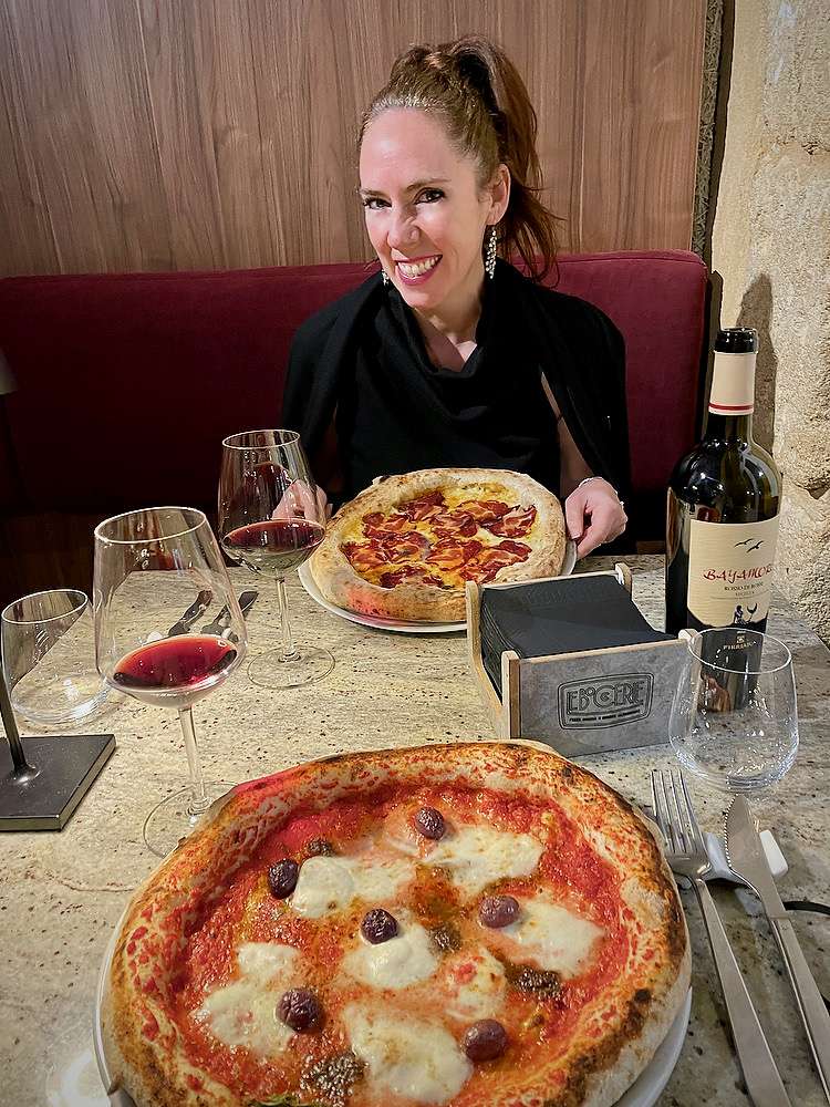 Brandy Shearer eating Italian Pizza in Sicily